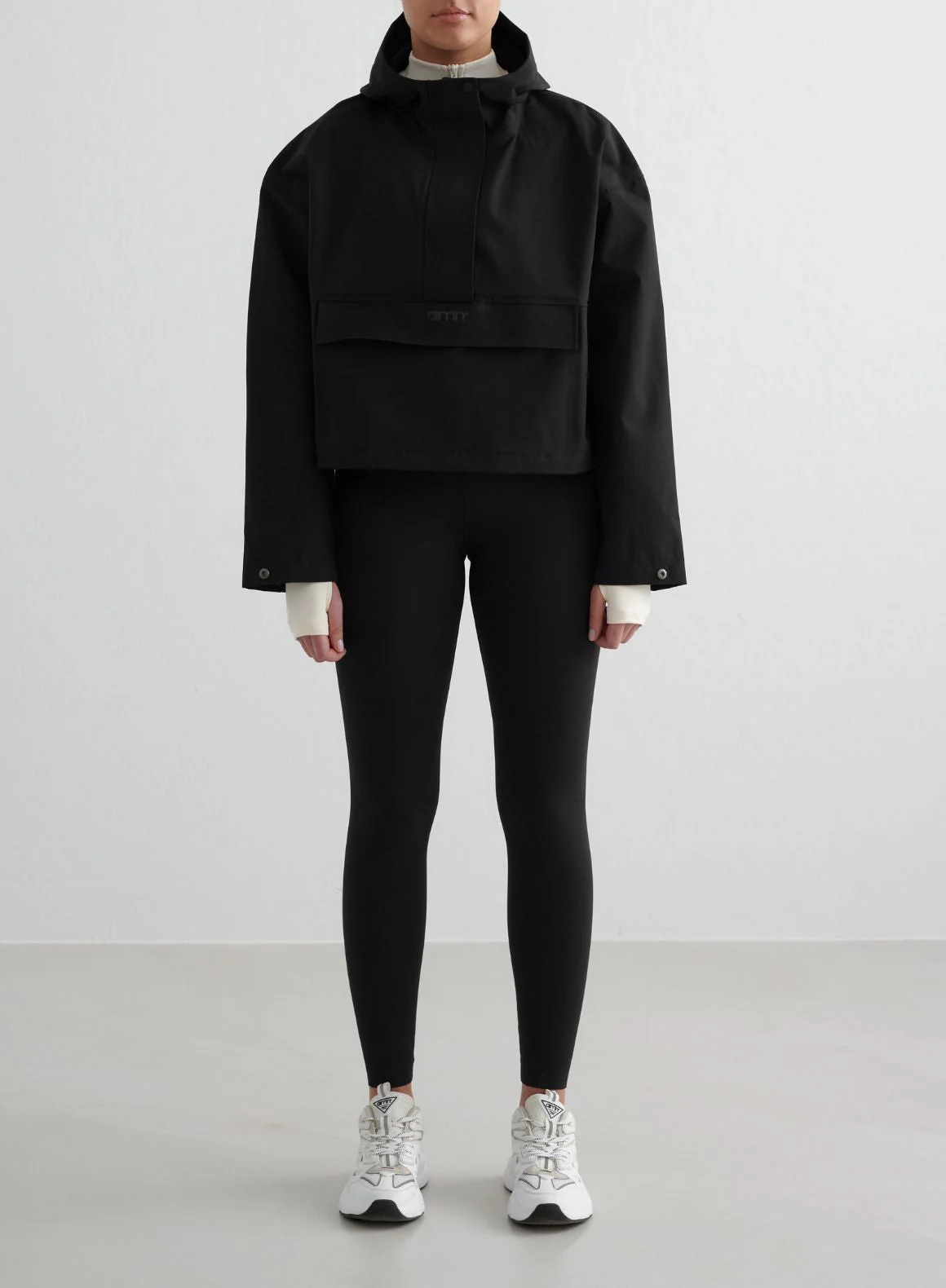 Black Cropped Waterproof Anorak