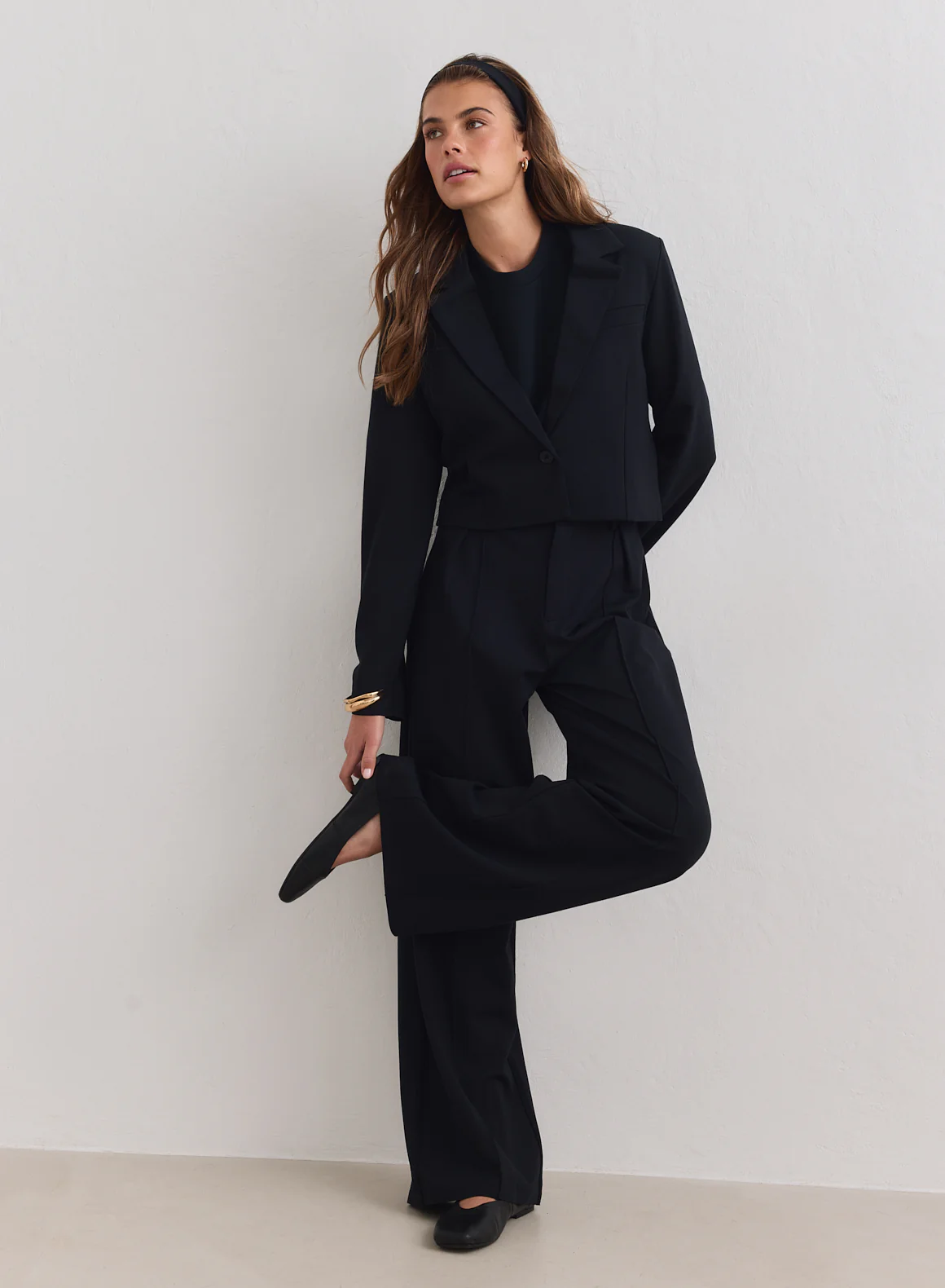 Black Luxe Relaxed Tailored Pants - Image 2