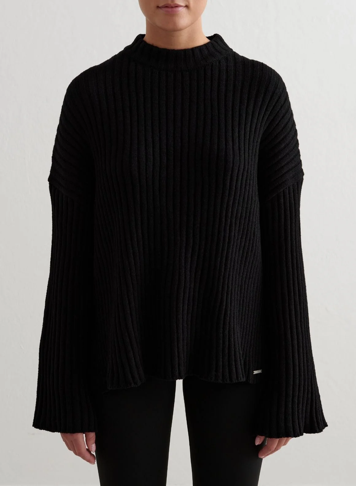 Black Rib Knit Sweater