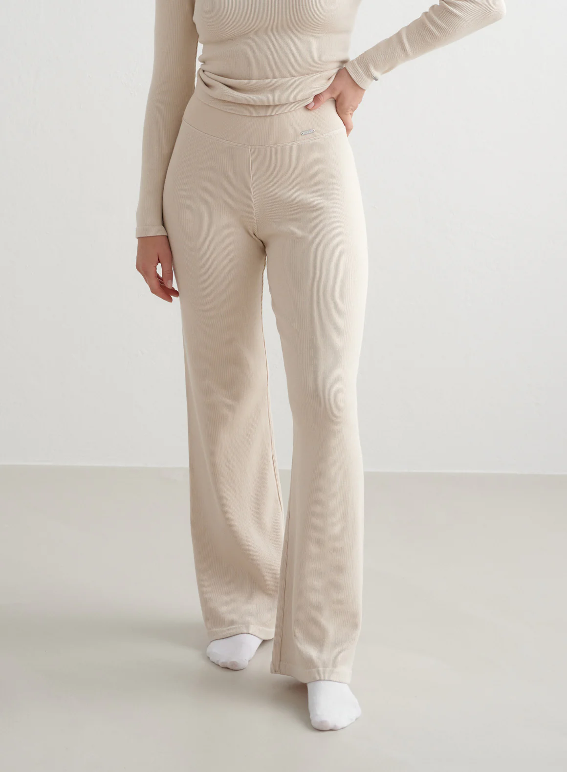 Café Au Lait Ribbed Wool Wide Pants - Image 31