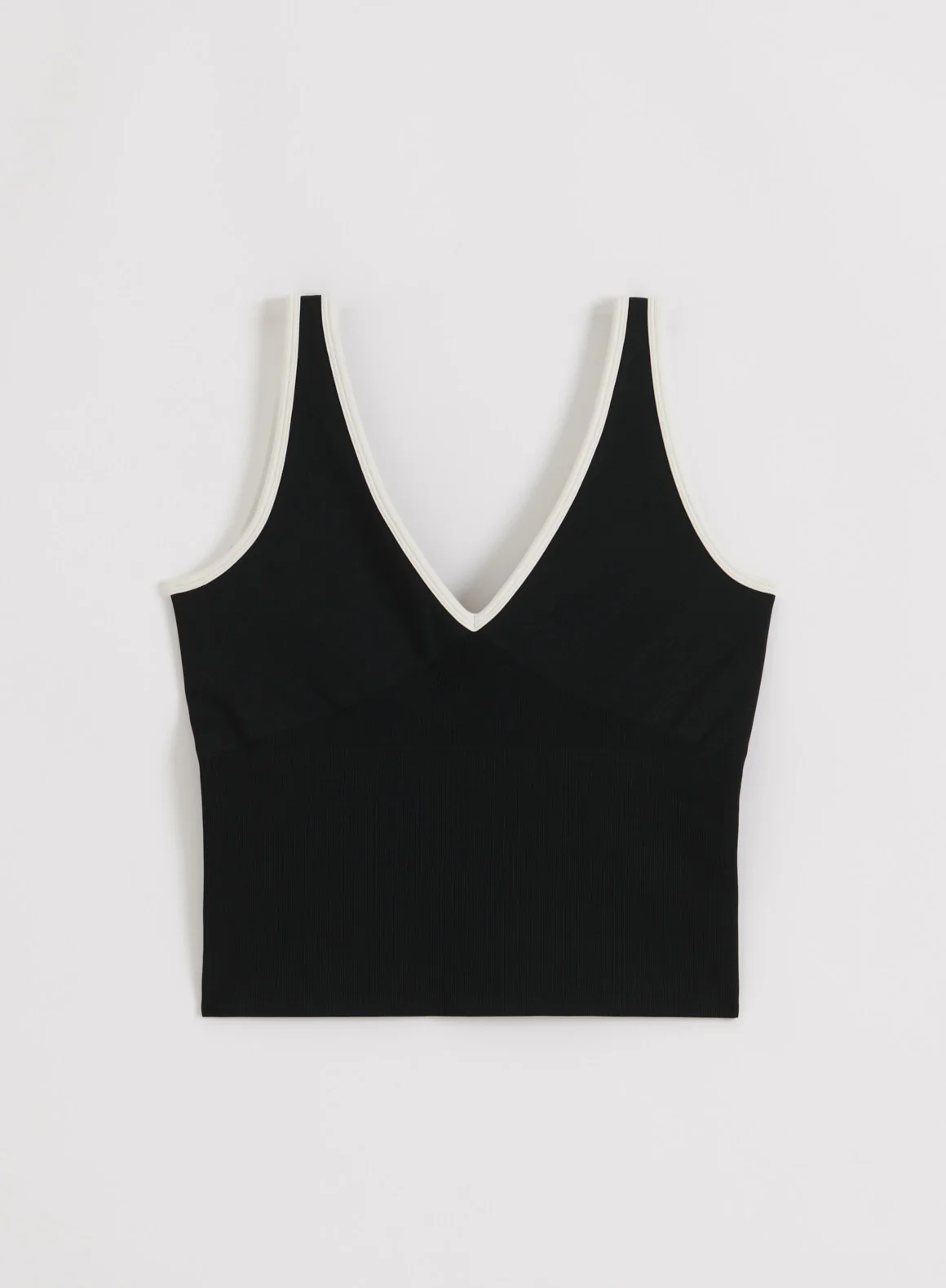 Cream Black Shape Seamless Deep Cut Singlet - Image 10
