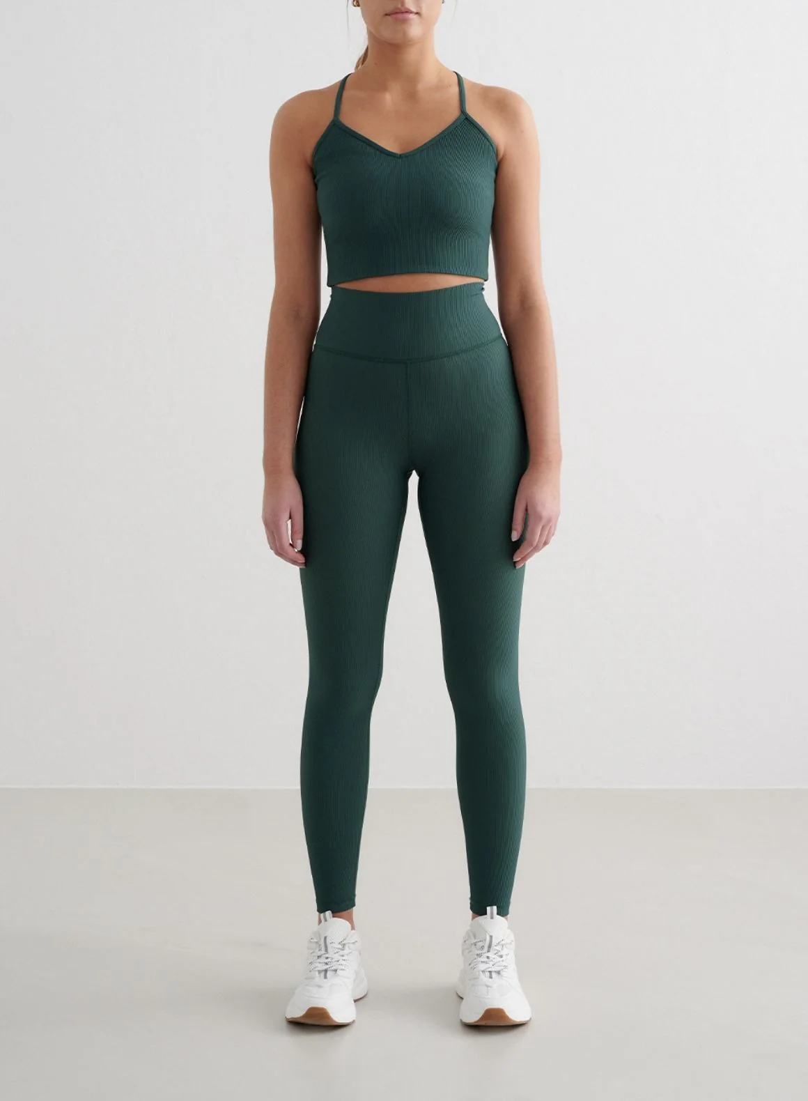 Deep Emerald Ribbed Performance Tights - Image 2