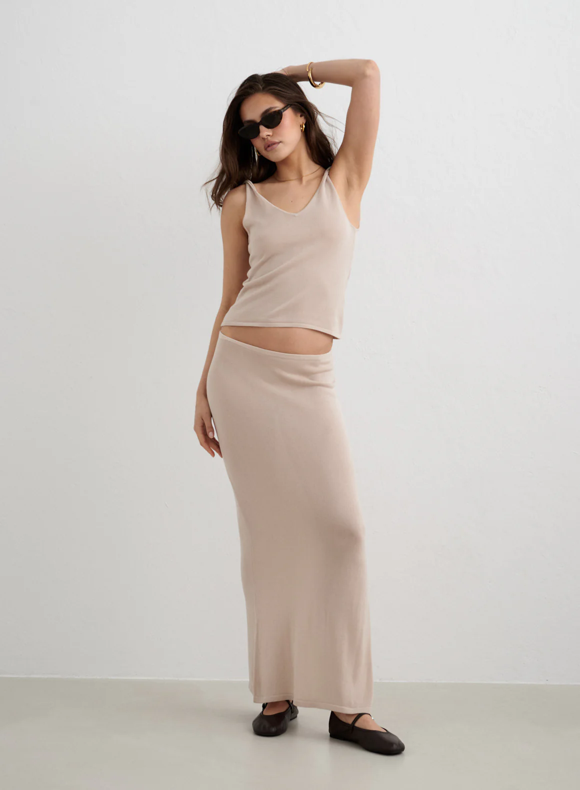 Sand Silk Knit Singlet - Image 2